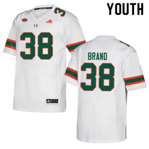 #38 Robert Brand Miami Hurricanes Youth Official Jerseys White