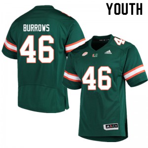 #46 Suleman Burrows University of Miami Youth Embroidery Jerseys Green
