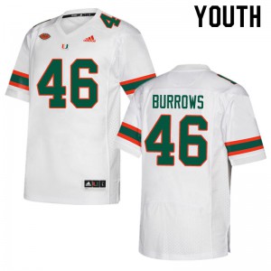 #46 Suleman Burrows Miami Youth NCAA Jerseys White