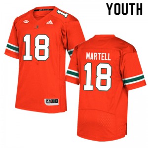 #18 Tate Martell Miami Hurricanes Youth Official Jersey Orange