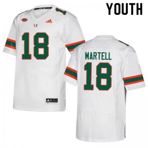 #18 Tate Martell Miami Hurricanes Youth Embroidery Jersey White