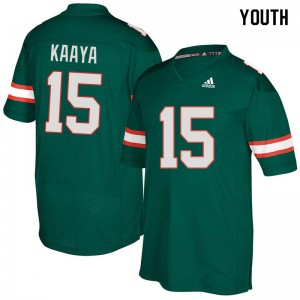 #15 Brad Kaaya Miami Youth Stitched Jerseys Green