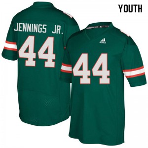#44 Bradley Jennings Jr. Miami Hurricanes Youth Official Jersey Green