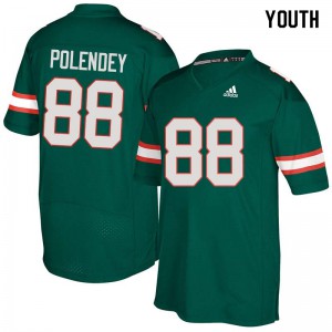 #88 Brian Polendey Miami Hurricanes Youth Football Jerseys Green
