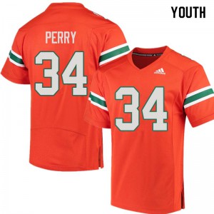#34 Charles Perry University of Miami Youth University Jersey Orange