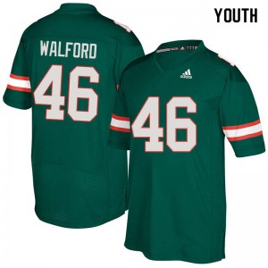 #46 Clive Walford Miami Hurricanes Youth Stitched Jerseys Green