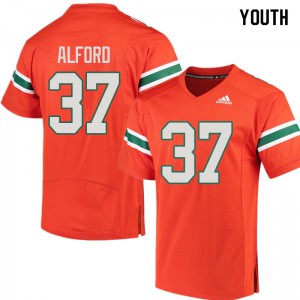#37 Colvin Alford University of Miami Youth Stitch Jerseys Orange