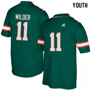 #11 DeAndre Wilder Miami Youth NCAA Jersey Green