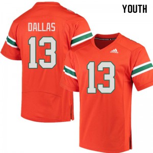 #13 DeeJay Dallas Hurricanes Youth Stitch Jersey Orange
