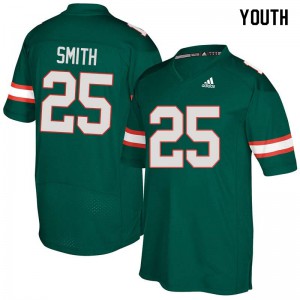 #25 Derrick Smith Miami Hurricanes Youth Player Jerseys Green