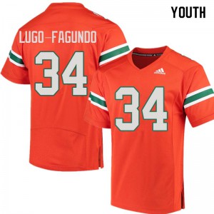 #34 Elias Lugo-Fagundo University of Miami Youth Alumni Jersey Orange