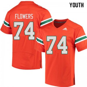 #74 Ereck Flowers University of Miami Youth Football Jerseys Orange