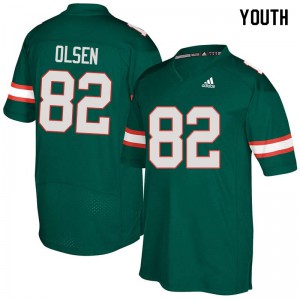 #82 Greg Olsen Miami Hurricanes Youth Player Jerseys Green