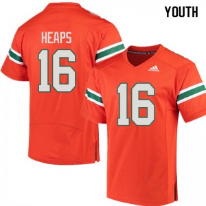#16 Jake Heaps University of Miami Youth Official Jerseys Orange