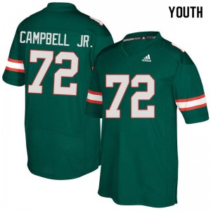 #72 John Campbell Jr. University of Miami Youth University Jerseys Green