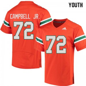 #72 John Campbell Jr. Miami Youth Stitch Jersey Orange