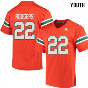 #22 Kacy Rodgers University of Miami Youth Official Jersey Orange