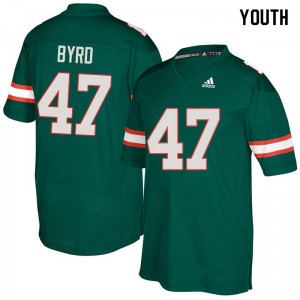 #47 LaRon Byrd University of Miami Youth Embroidery Jersey Green