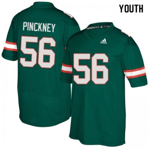 #56 Michael Pinckney Miami Hurricanes Youth Player Jersey Green
