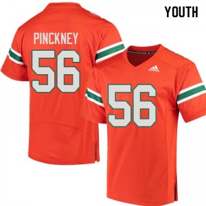 #56 Michael Pinckney Miami Hurricanes Youth Player Jersey Orange