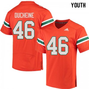 #46 Nicholas Ducheine Miami Hurricanes Youth Player Jersey Orange