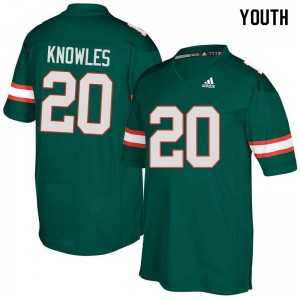 #20 Robert Knowles Hurricanes Youth Stitched Jersey Green