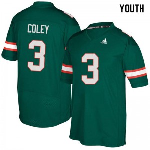 #3 Stacy Coley Hurricanes Youth Official Jerseys Green