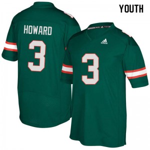 #3 Tracy Howard Miami Hurricanes Youth Stitched Jersey Green