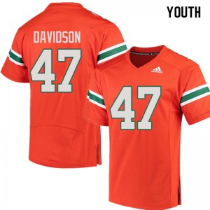 #47 Turner Davidson University of Miami Youth University Jersey Orange