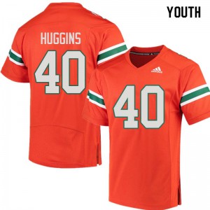 #40 Will Huggins Miami Hurricanes Youth High School Jerseys Orange