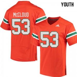 #53 Zach McCloud University of Miami Youth Alumni Jersey Orange