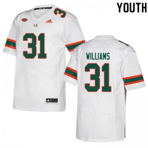 #31 Avantae Williams Miami Hurricanes Youth NCAA Jersey White