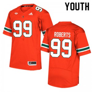 #99 Elijah Roberts University of Miami Youth Stitch Jersey Orange