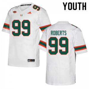 #99 Elijah Roberts Miami Hurricanes Youth Alumni Jersey White