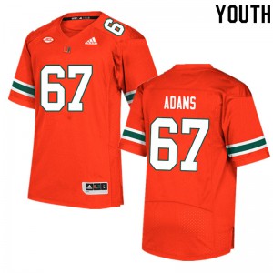 #67 Gavin Adams Miami Hurricanes Youth Embroidery Jerseys Orange