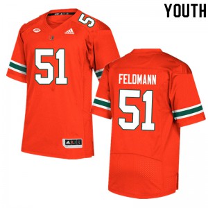 #51 Graden Feldmann University of Miami Youth Official Jersey Orange
