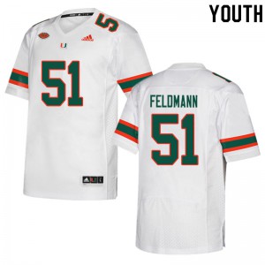 #51 Graden Feldmann Hurricanes Youth College Jerseys White