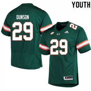 #29 Isaiah Dunson Miami Hurricanes Youth Player Jersey Green