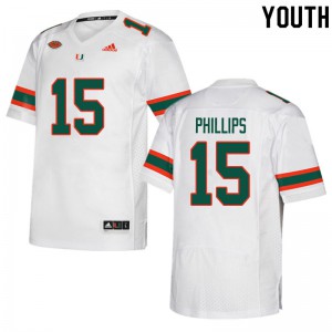 #15 Jaelan Phillips University of Miami Youth Player Jersey White