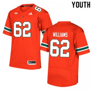 #62 Jarrid Williams Miami Hurricanes Youth NCAA Jersey Orange