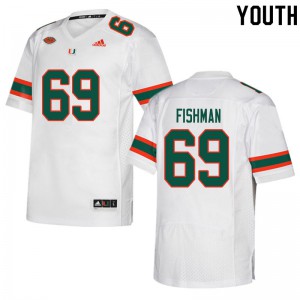 #69 Sam Fishman University of Miami Youth Football Jersey White