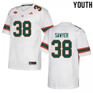 #38 Shane Sawyer Miami Youth NCAA Jerseys White
